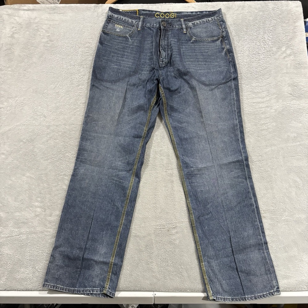 Vintage COOGI Jeans Men's 40x35 Embroidered Y2K Hip Hop Relaxed Crest Logo Blue